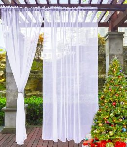 Rideau Extérieur Terrasse Gris 4x2.5m - Rideau Pergola Occultant Thermique Avec Œillets - Protection UV Et Intempéries